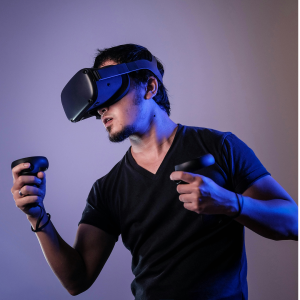 a man using a vision pro
